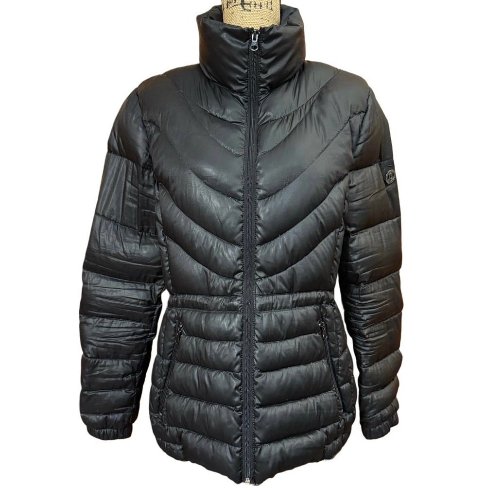 Bernardo Black Puffer Jacket With Adjustable Waist Size Medium